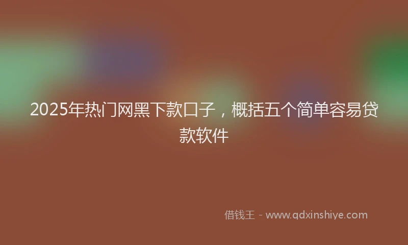 2025年热门网黑下款口子，概括五个简单容易贷款软件