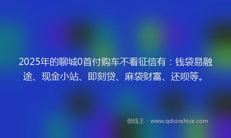 2025年的聊城0首付购车不看征信有：钱袋易融途、现金小站、即刻贷、麻袋财富、还呗等。
