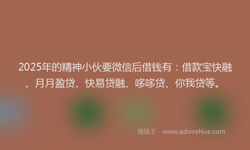 2025年的精神小伙要微信后借钱有：借款宝快融、月月盈贷、快易贷融、哆哆贷、你我贷等。