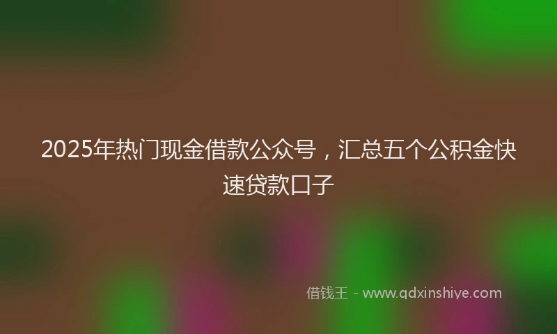 2025年热门现金借款公众号，汇总五个公积金快速贷款口子
