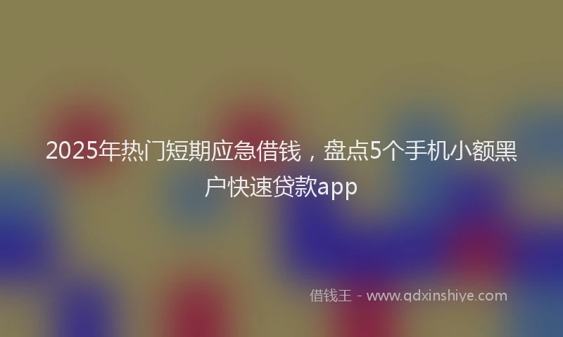 2025年热门短期应急借钱，盘点5个手机小额黑户快速贷款app