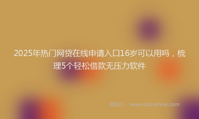2025年热门网贷在线申请入口16岁可以用吗,梳理5个轻松借款无压力软件