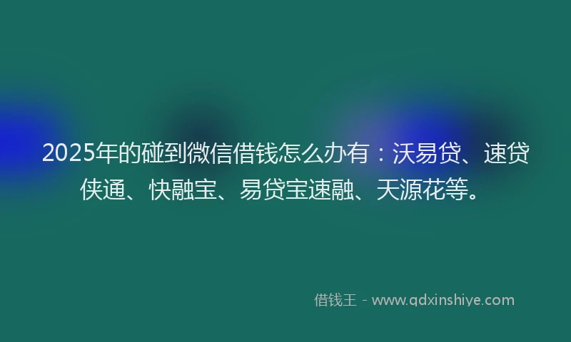 2025年的碰到微信借钱怎么办有：沃易贷、速贷侠通、快融宝、易贷宝速融、天源花等。