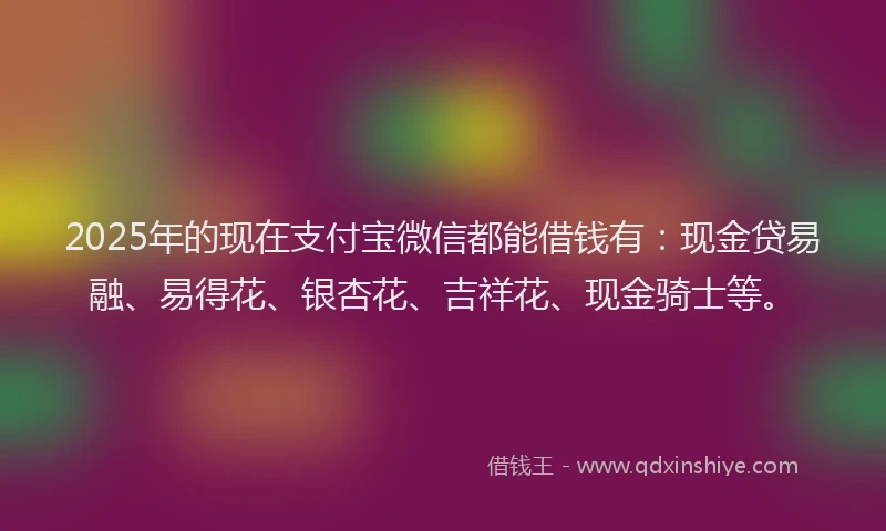 2025年的现在支付宝微信都能借钱有：现金贷易融、易得花、银杏花、吉祥花、现金骑士等。