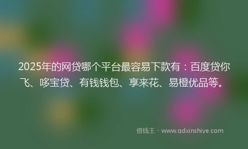 2025年的网贷哪个平台最容易下款有：百度贷你飞、哆宝贷、有钱钱包、享来花、易橙优品等。