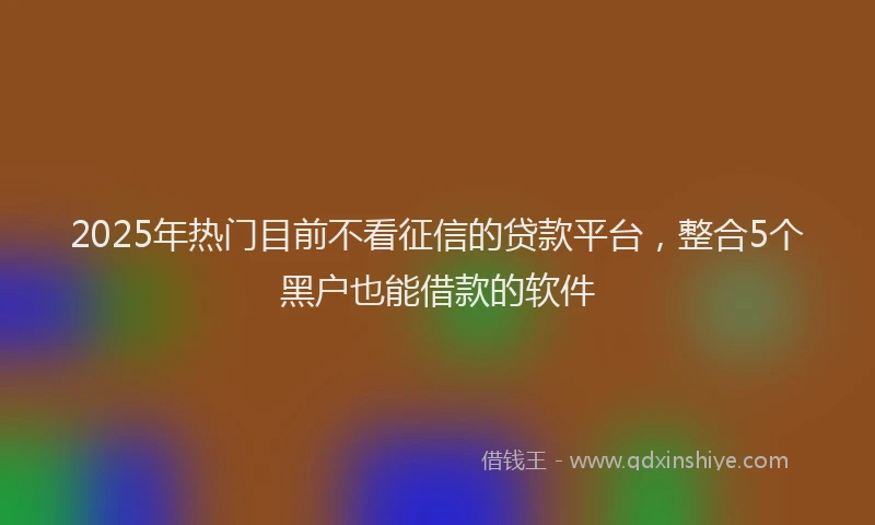 2025年热门目前不看征信的贷款平台，整合5个黑户也能借款的软件