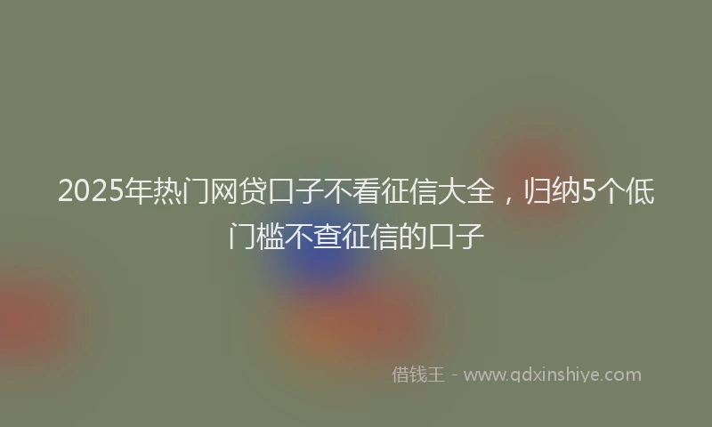 2025年热门网贷口子不看征信大全，归纳5个低门槛不查征信的口子