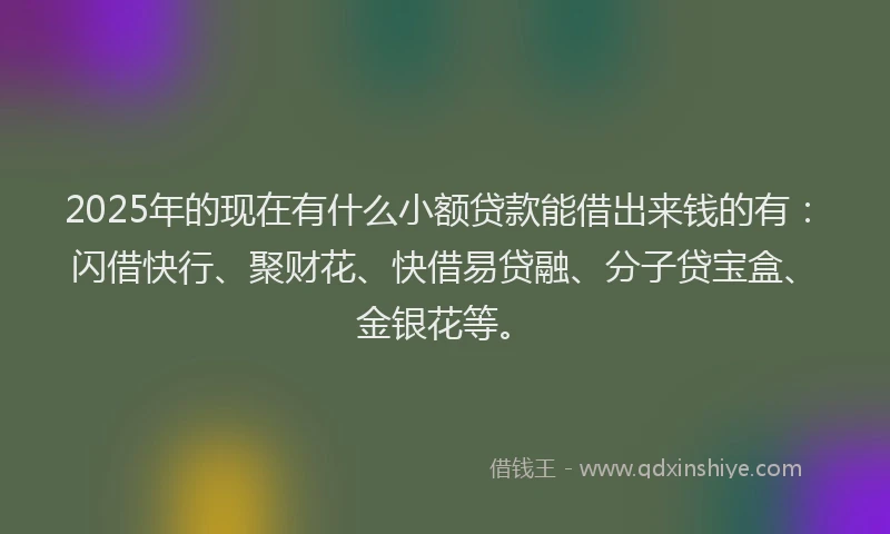 2025年的现在有什么小额贷款能借出来钱的有：闪借快行、聚财花、快借易贷融、分子贷宝盒、金银花等。