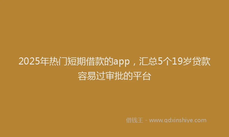 2025年热门短期借款的app，汇总5个19岁贷款容易过审批的平台