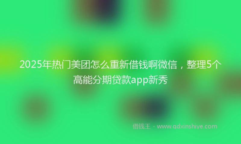 2025年热门美团怎么重新借钱啊微信，整理5个高能分期贷款app新秀