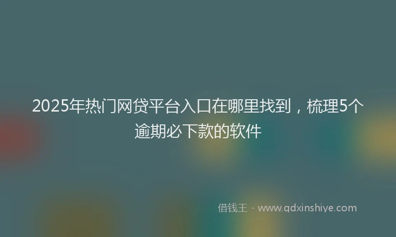 2025年热门网贷平台入口在哪里找到,梳理5个逾期必下款的软件