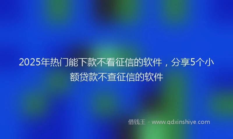 2025年热门能下款不看征信的软件，分享5个小额贷款不查征信的软件
