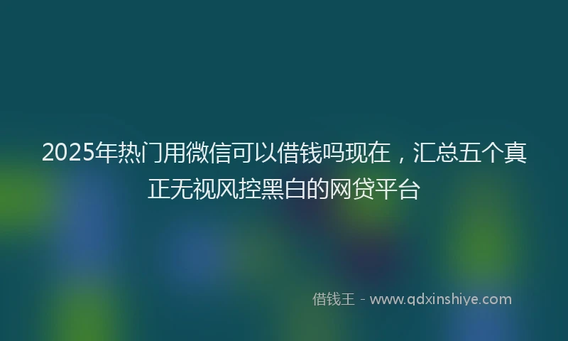 2025年热门用微信可以借钱吗现在，汇总五个真正无视风控黑白的网贷平台