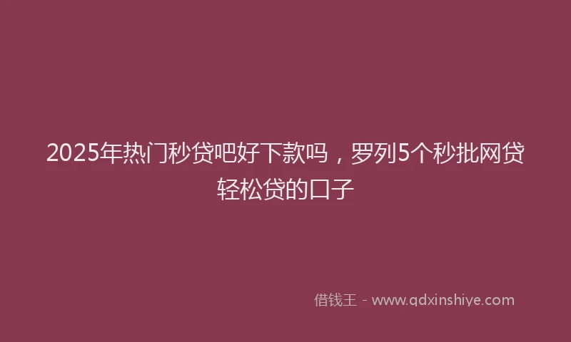 2025年热门秒贷吧好下款吗,罗列5个秒批网贷轻松贷的口子