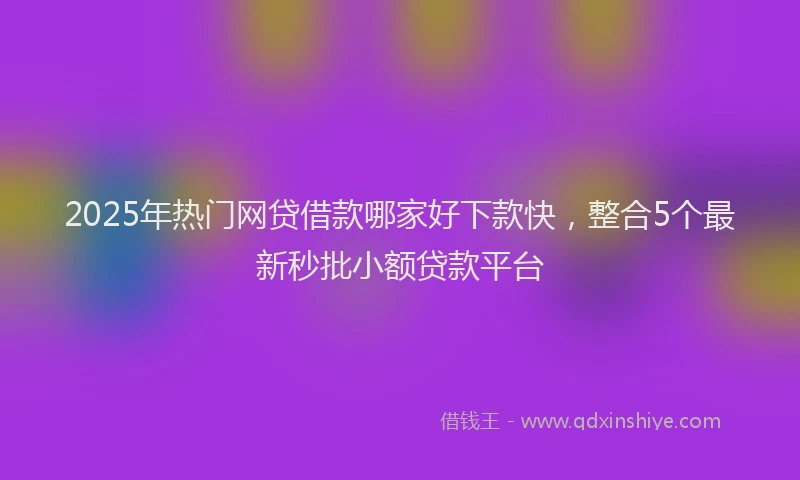 2025年热门网贷借款哪家好下款快，整合5个最新秒批小额贷款平台
