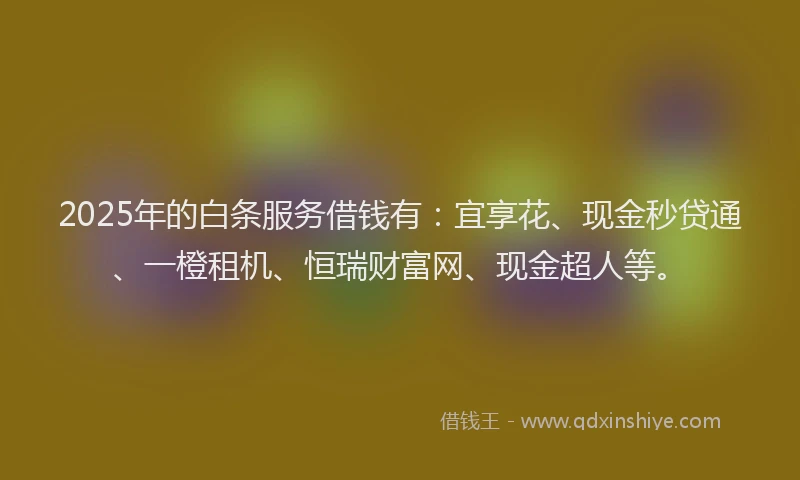 2025年的白条服务借钱有：宜享花、现金秒贷通、一橙租机、恒瑞财富网、现金超人等。