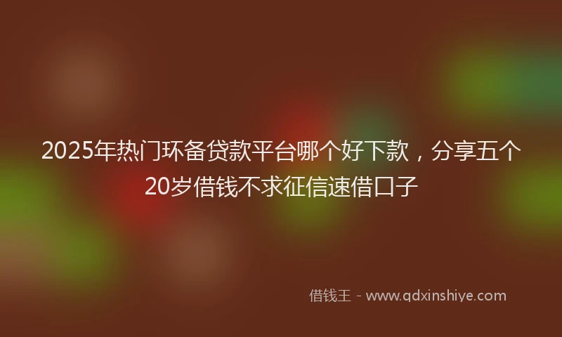 2025年热门环备贷款平台哪个好下款，分享五个20岁借钱不求征信速借口子