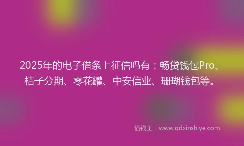 2025年的电子借条上征信吗有：畅贷钱包Pro、桔子分期、零花罐、中安信业、珊瑚钱包等。