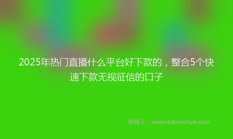 2025年热门直播什么平台好下款的,整合5个快速下款无视征信的口子