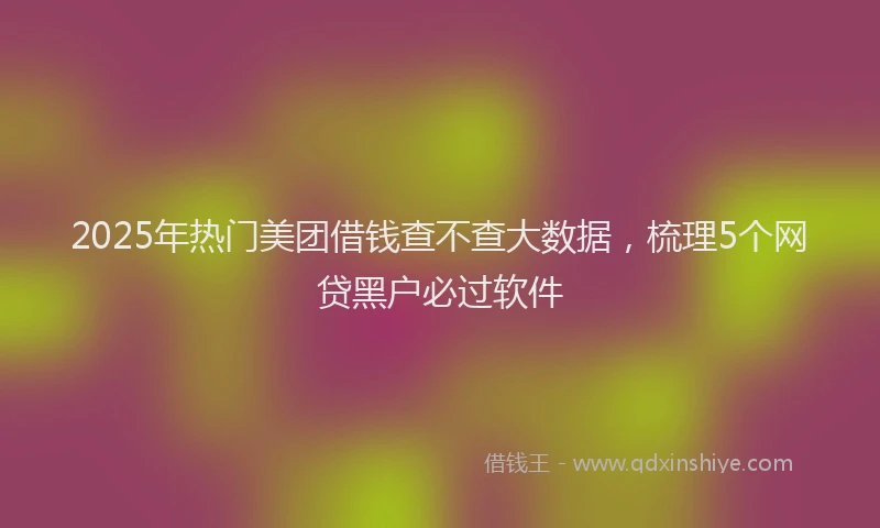 2025年热门美团借钱查不查大数据,梳理5个网贷黑户必过软件