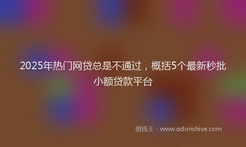 2025年热门网贷总是不通过，概括5个最新秒批小额贷款平台