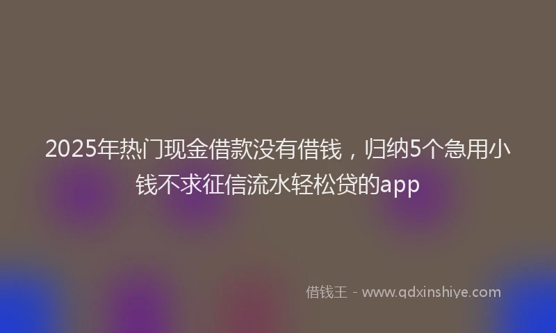 2025年热门现金借款没有借钱，归纳5个急用小钱不求征信流水轻松贷的app
