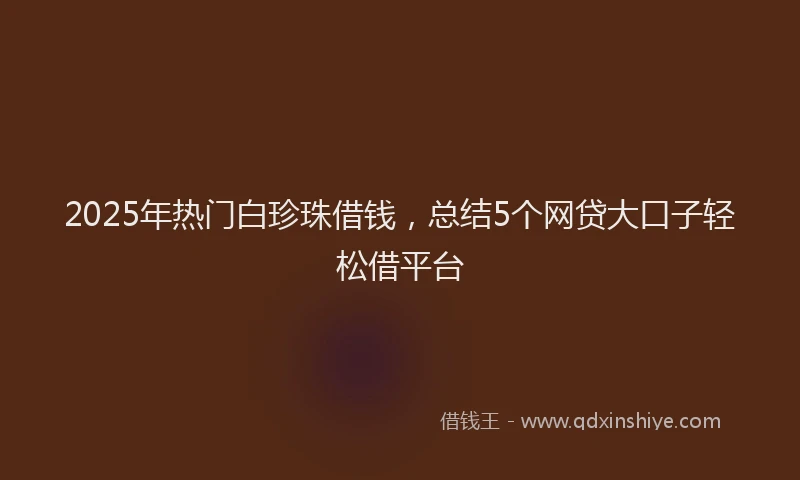 2025年热门白珍珠借钱，总结5个网贷大口子轻松借平台