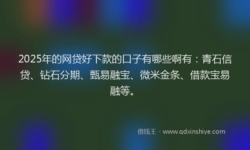2025年的网贷好下款的口子有哪些啊有：青石信贷、钻石分期、甄易融宝、微米金条、借款宝易融等。