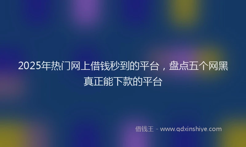 2025年热门网上借钱秒到的平台，盘点五个网黑真正能下款的平台