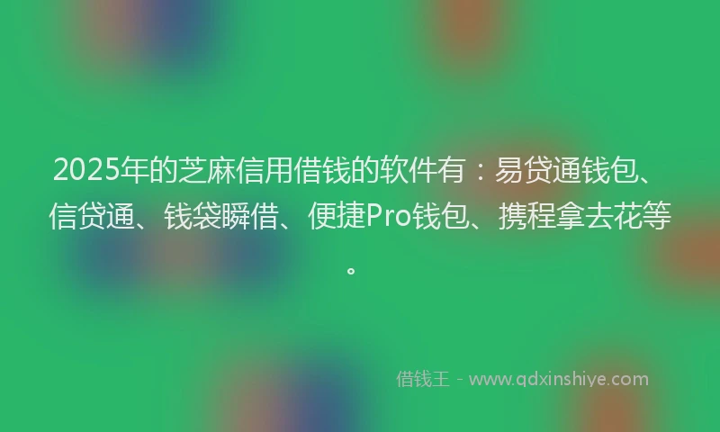 2025年的芝麻信用借钱的软件有：易贷通钱包、信贷通、钱袋瞬借、便捷Pro钱包、携程拿去花等。
