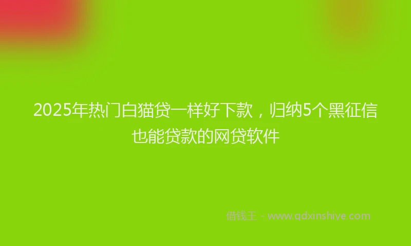 2025年热门白猫贷一样好下款，归纳5个黑征信也能贷款的网贷软件