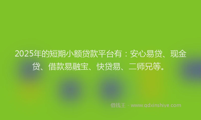 2025年的短期小额贷款平台有：安心易贷、现金贷、借款易融宝、快贷易、二师兄等。