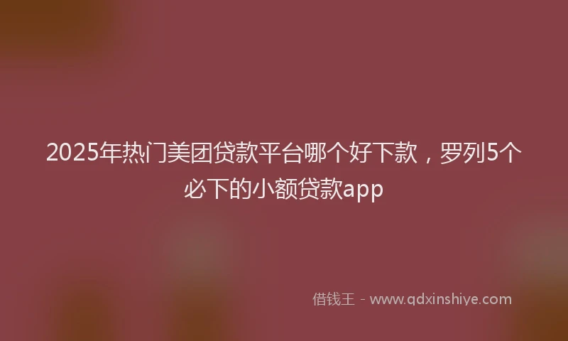 2025年热门美团贷款平台哪个好下款，罗列5个必下的小额贷款app
