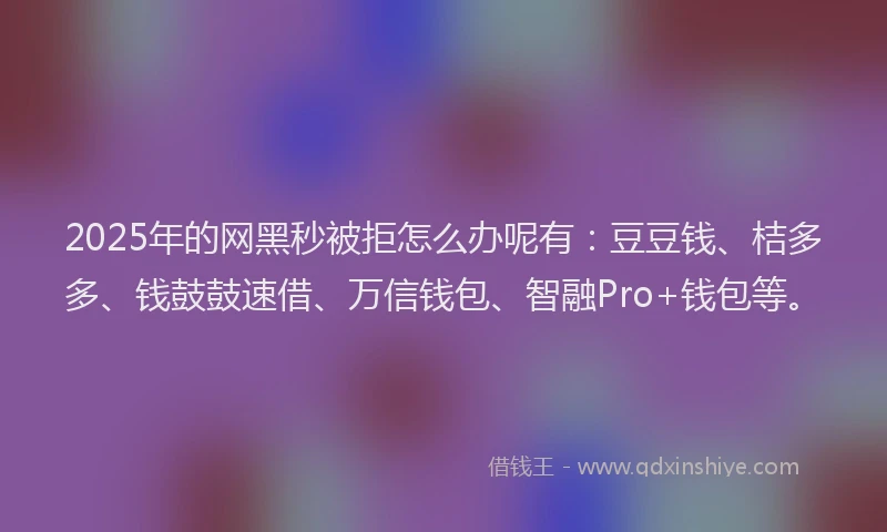 2025年的网黑秒被拒怎么办呢有：豆豆钱、桔多多、钱鼓鼓速借、万信钱包、智融Pro+钱包等。