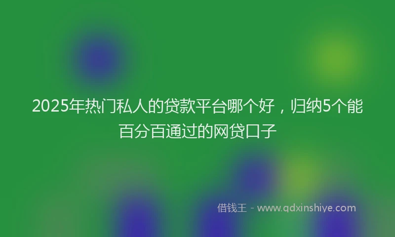 2025年热门私人的贷款平台哪个好,归纳5个能百分百通过的网贷口子