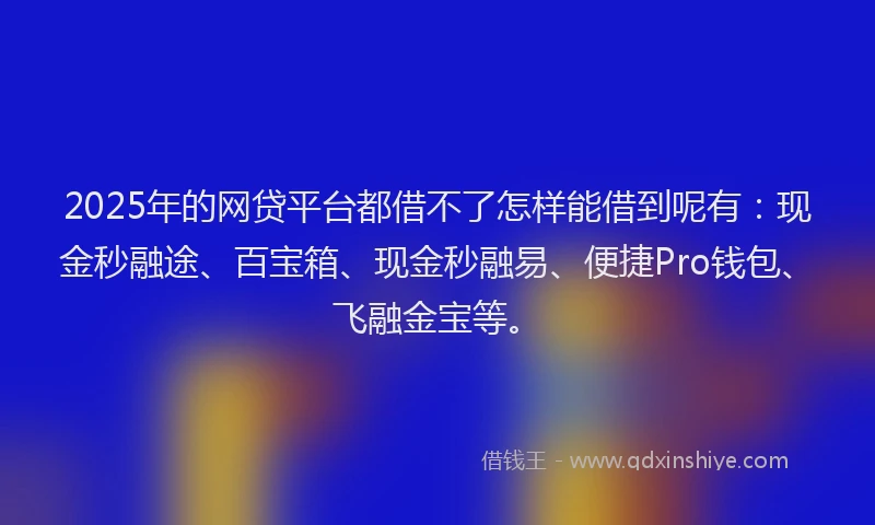2025年的网贷平台都借不了怎样能借到呢有:现金秒融途、百宝箱、现金秒融易、便捷Pro钱包、飞融金宝等。