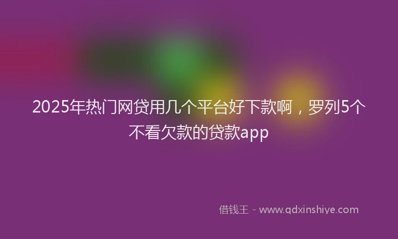 2025年热门网贷用几个平台好下款啊,罗列5个不看欠款的贷款app