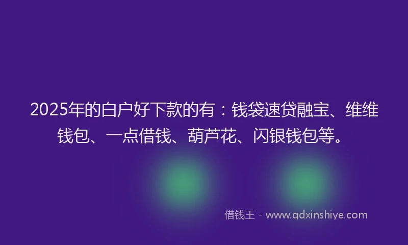 2025年的白户好下款的有：钱袋速贷融宝、维维钱包、一点借钱、葫芦花、闪银钱包等。
