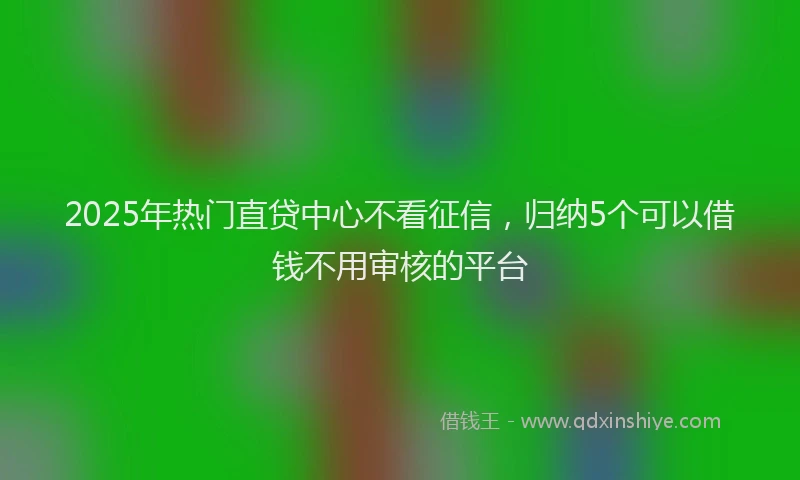 2025年热门直贷中心不看征信,归纳5个可以借钱不用审核的平台