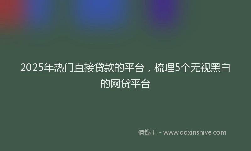 2025年热门直接贷款的平台，梳理5个无视黑白的网贷平台