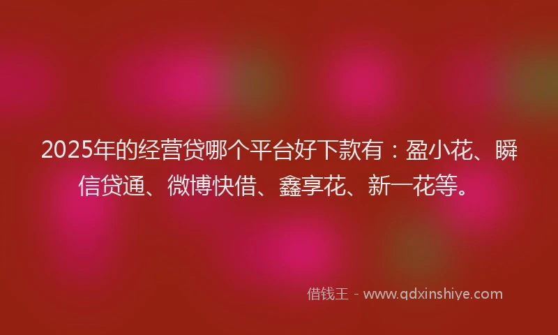2025年的经营贷哪个平台好下款有：盈小花、瞬信贷通、微博快借、鑫享花、新一花等。