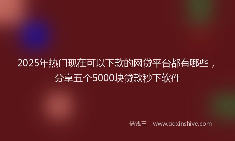 2025年热门现在可以下款的网贷平台都有哪些，分享五个5000块贷款秒下软件