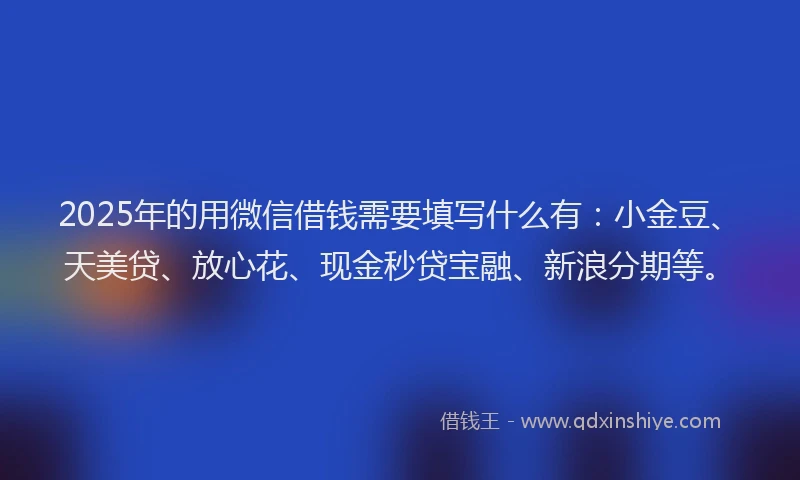 2025年的用微信借钱需要填写什么有：小金豆、天美贷、放心花、现金秒贷宝融、新浪分期等。