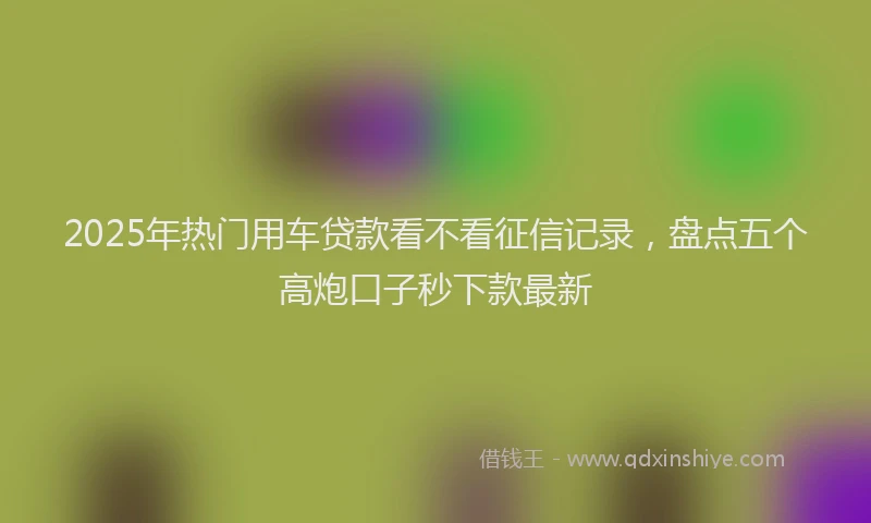 2025年热门用车贷款看不看征信记录，盘点五个高炮口子秒下款最新