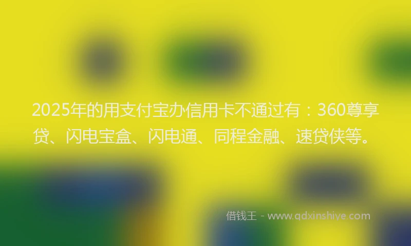 2025年的用支付宝办信用卡不通过有：360尊享贷、闪电宝盒、闪电通、同程金融、速贷侠等。