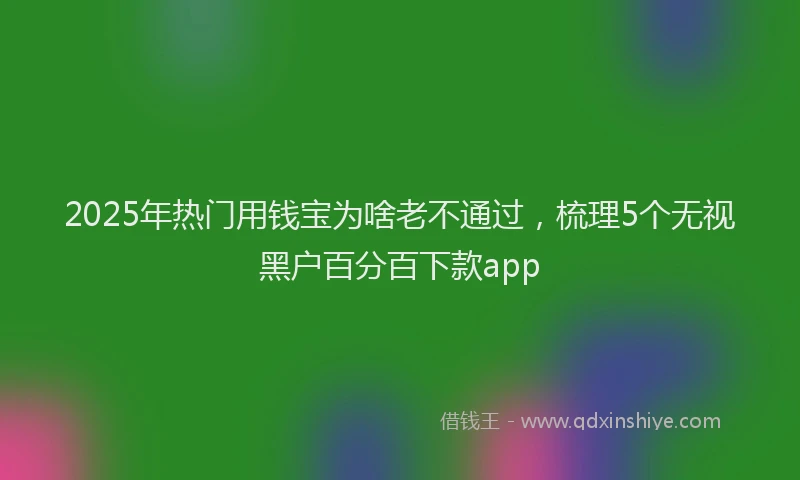 2025年热门用钱宝为啥老不通过，梳理5个无视黑户百分百下款app