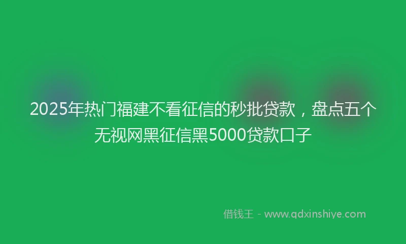 2025年热门福建不看征信的秒批贷款，盘点五个无视网黑征信黑5000贷款口子