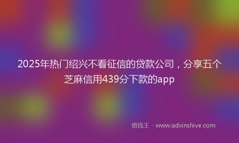 2025年热门绍兴不看征信的贷款公司，分享五个芝麻信用439分下款的app