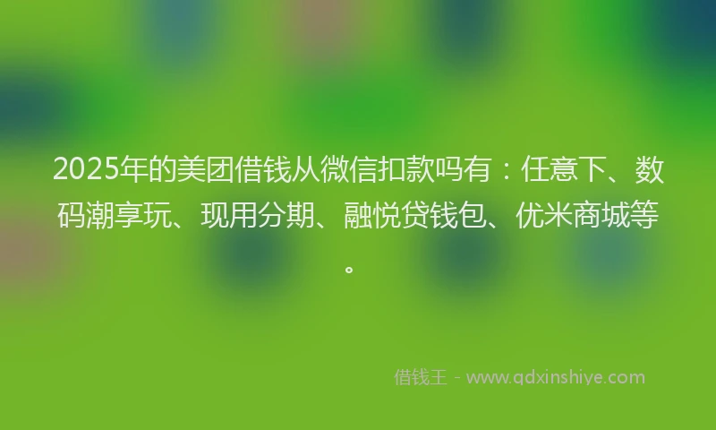 2025年的美团借钱从微信扣款吗有：任意下、数码潮享玩、现用分期、融悦贷钱包、优米商城等。