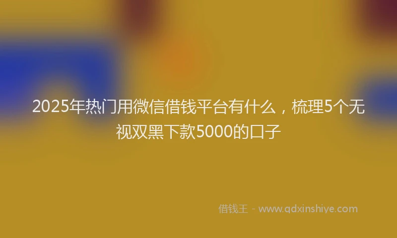 2025年热门用微信借钱平台有什么,梳理5个无视双黑下款5000的口子